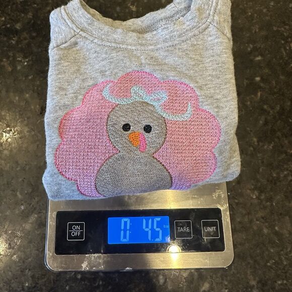 Ella Monogrammed Size 18 Months Thanksgiving Turkey Grey Sweatshirt 100% Cotton - Picture 6 of 6